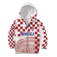 Croatia Football 2025 Custom Kid Hoodie White Hrvatska Kockasti - Pula Arena