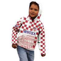 Croatia Football 2025 Custom Kid Hoodie White Hrvatska Kockasti - Pula Arena
