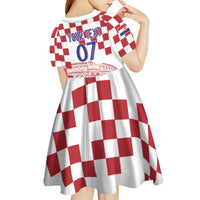 Croatia Football 2025 Custom Kid Short Sleeve Dress White Hrvatska Kockasti - Pula Arena