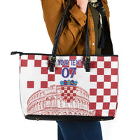 Croatia Football 2025 Custom Leather Tote Bag White Hrvatska Kockasti - Pula Arena
