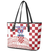Croatia Football 2025 Custom Leather Tote Bag White Hrvatska Kockasti - Pula Arena