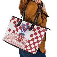 Croatia Football 2025 Custom Leather Tote Bag White Hrvatska Kockasti - Pula Arena