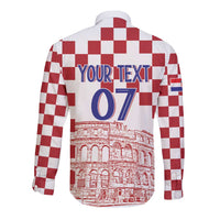 Croatia Football 2025 Custom Long Sleeve Button Shirt White Hrvatska Kockasti - Pula Arena