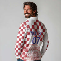 Croatia Football 2025 Custom Long Sleeve Polo Shirt White Hrvatska Kockasti - Pula Arena