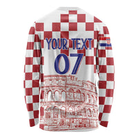 Croatia Football 2025 Custom Long Sleeve Shirt White Hrvatska Kockasti - Pula Arena