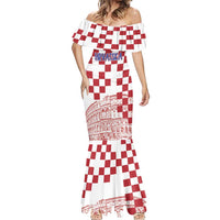 Croatia Football 2025 Custom Mermaid Dress White Hrvatska Kockasti - Pula Arena