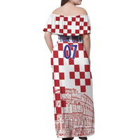 Croatia Football 2025 Custom Off Shoulder Maxi Dress White Hrvatska Kockasti - Pula Arena