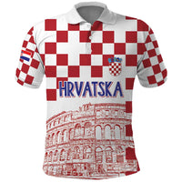 Croatia Football 2025 Custom Polo Shirt White Hrvatska Kockasti - Pula Arena