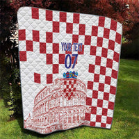 Croatia Football 2025 Custom Quilt White Hrvatska Kockasti - Pula Arena