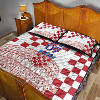 Croatia Football 2025 Custom Quilt Bed Set White Hrvatska Kockasti - Pula Arena