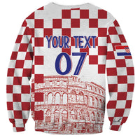 Croatia Football 2025 Custom Sweatshirt White Hrvatska Kockasti - Pula Arena