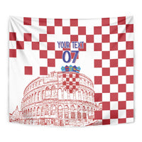 Croatia Football 2025 Custom Tapestry White Hrvatska Kockasti - Pula Arena