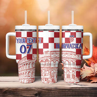 Croatia Football 2025 Custom Tumbler With Handle White Hrvatska Kockasti - Pula Arena