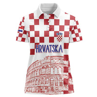 Croatia Football 2025 Custom Women Polo Shirt White Hrvatska Kockasti - Pula Arena