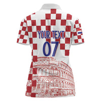Croatia Football 2025 Custom Women Polo Shirt White Hrvatska Kockasti - Pula Arena