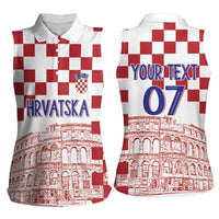 Croatia Football 2025 Custom Women Sleeveless Polo Shirt White Hrvatska Kockasti - Pula Arena