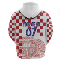 Croatia Football 2025 Custom Zip Hoodie White Hrvatska Kockasti - Pula Arena