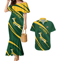 Personalized South Africa Rugby Bokke Couples Matching Mermaid Dress and Hawaiian Shirt Minimalism Style