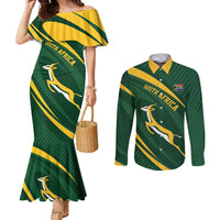 Personalized South Africa Rugby Bokke Couples Matching Mermaid Dress and Long Sleeve Button Shirt Minimalism Style
