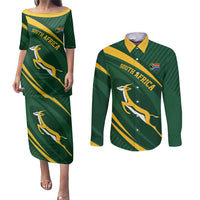 Personalized South Africa Rugby Bokke Couples Matching Puletasi and Long Sleeve Button Shirt Minimalism Style