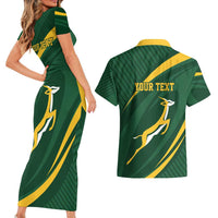 Personalized South Africa Rugby Bokke Couples Matching Short Sleeve Bodycon Dress and Hawaiian Shirt Minimalism Style