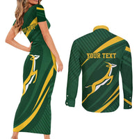 Personalized South Africa Rugby Bokke Couples Matching Short Sleeve Bodycon Dress and Long Sleeve Button Shirt Minimalism Style
