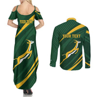 Personalized South Africa Rugby Bokke Couples Matching Summer Maxi Dress and Long Sleeve Button Shirt Minimalism Style