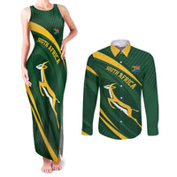 Personalized South Africa Rugby Bokke Couples Matching Tank Maxi Dress and Long Sleeve Button Shirt Minimalism Style