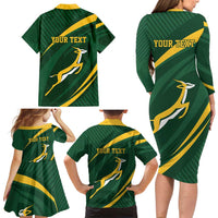 Personalized South Africa Rugby Bokke Family Matching Long Sleeve Bodycon Dress and Hawaiian Shirt Minimalism Style