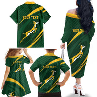 Personalized South Africa Rugby Bokke Family Matching Off The Shoulder Long Sleeve Dress and Hawaiian Shirt Minimalism Style