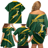 Personalized South Africa Rugby Bokke Family Matching Off Shoulder Short Dress and Hawaiian Shirt Minimalism Style