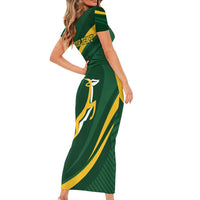 Personalized South Africa Rugby Bokke Family Matching Short Sleeve Bodycon Dress and Hawaiian Shirt Minimalism Style