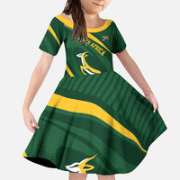 Personalized South Africa Rugby Bokke Kid Short Sleeve Dress Minimalism Style
