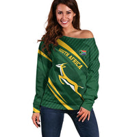Personalized South Africa Rugby Bokke Off Shoulder Sweater Minimalism Style