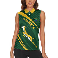 Personalized South Africa Rugby Bokke Women Sleeveless Polo Shirt Minimalism Style