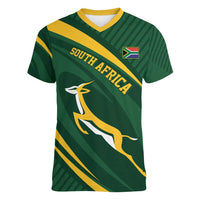 Personalized South Africa Rugby Bokke Women V-Neck T-Shirt Minimalism Style