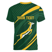 Personalized South Africa Rugby Bokke Women V-Neck T-Shirt Minimalism Style
