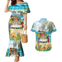It's 5 o'clock Somewhere Couples Matching Mermaid Dress and Hawaiian Shirt Beach Party - Wonder Print Shop