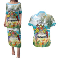 It's 5 o'clock Somewhere Couples Matching Puletasi and Hawaiian Shirt Beach Party - Wonder Print Shop
