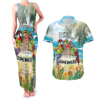 It's 5 o'clock Somewhere Couples Matching Tank Maxi Dress and Hawaiian Shirt Beach Party - Wonder Print Shop