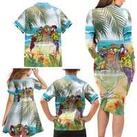 It's 5 o'clock Somewhere Family Matching Long Sleeve Bodycon Dress and Hawaiian Shirt Beach Party - Wonder Print Shop