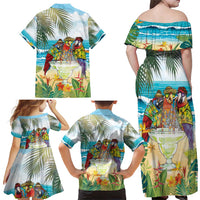 It's 5 o'clock Somewhere Family Matching Off Shoulder Maxi Dress and Hawaiian Shirt Beach Party - Wonder Print Shop