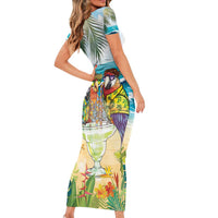 It's 5 o'clock Somewhere Family Matching Short Sleeve Bodycon Dress and Hawaiian Shirt Beach Party - Wonder Print Shop