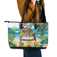 It's 5 o'clock Somewhere Leather Tote Bag Beach Party - Wonder Print Shop