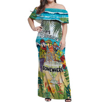 It's 5 o'clock Somewhere Off Shoulder Maxi Dress Beach Party - Wonder Print Shop