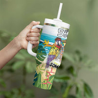 It's 5 o'clock Somewhere Tumbler With Handle Beach Party - Wonder Print Shop
