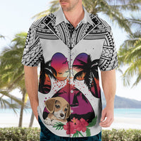 Polynesian Hawaiian Shirt Dog Lover With Beagle - Sunset At The Beach White Ver - Wonder Print Shop