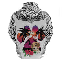Polynesian Hoodie Dog Lover With Beagle - Sunset At The Beach White Ver - Wonder Print Shop