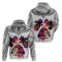 Polynesian Hoodie Dog Lover With Beagle - Sunset At The Beach White Ver - Wonder Print Shop