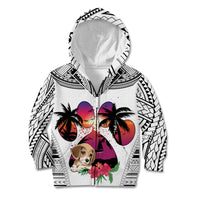 Polynesian Kid Hoodie Dog Lover With Beagle - Sunset At The Beach White Ver - Wonder Print Shop